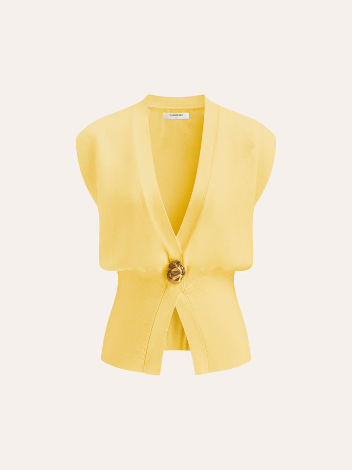 V-Neck Buttoned Detail Sweater Vest
