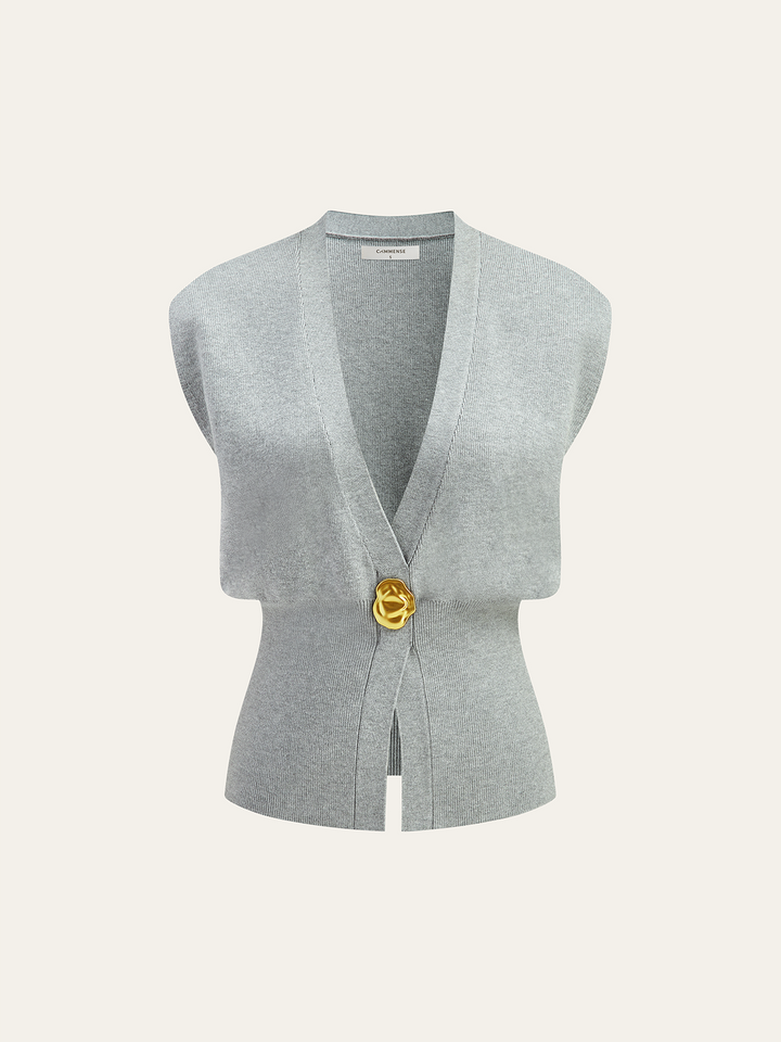 V-Neck Buttoned Detail Sweater Vest